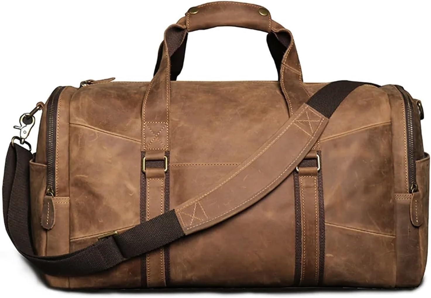 Men's Vintage Leather Travel Bag Leather weekend Bag Casual Messenger Shoulder Bag Carry Luggage