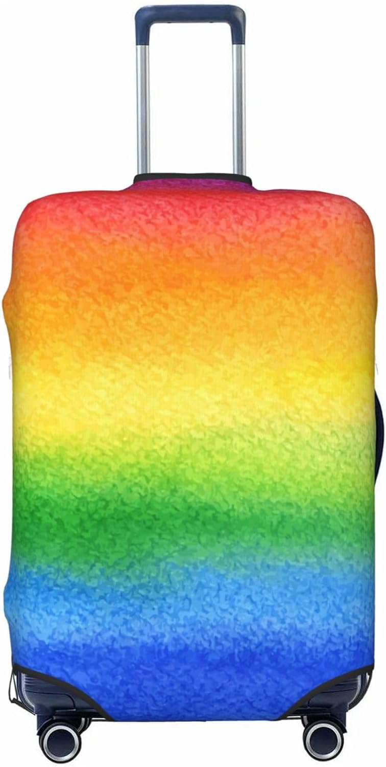 Watercolor Abstract Rainbow In Colorful And Bright Colors Luggage Cover, Premium Protector With Secure Zipper & Buckle Closure