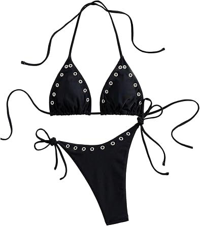 GORGLITTER Women's Bikini Set Micro 2-Piece Triangle Bikini Top Bikini Bottoms