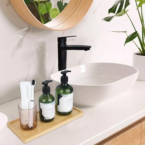 Miniatura 10 de Bandeja Vantity de bambú, bandeja de bambú blanco de 12 x 5.5 x 0.65 pulgadas, bandeja Vantity para tocadores, bandeja para tanque de inodoro para