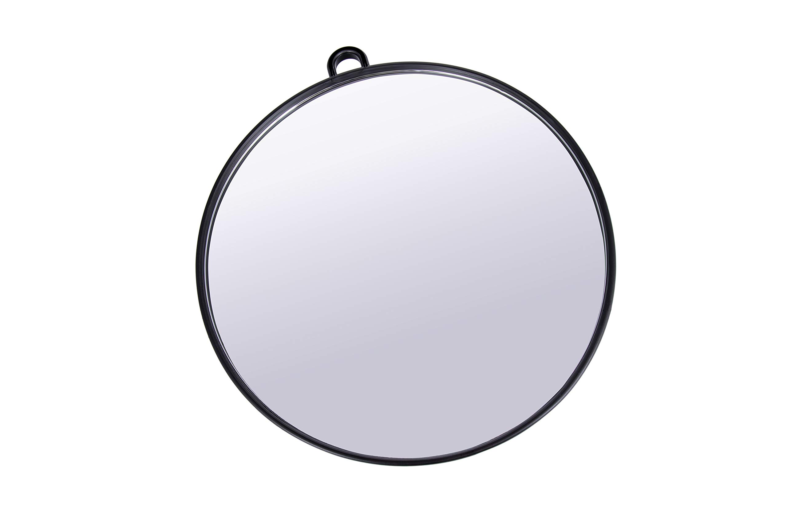 PONIK'S PROFESSIONAL - Specchio da parrucchiere portatile nero professionale per parrucchiere da salone, 28 cm, rotondo