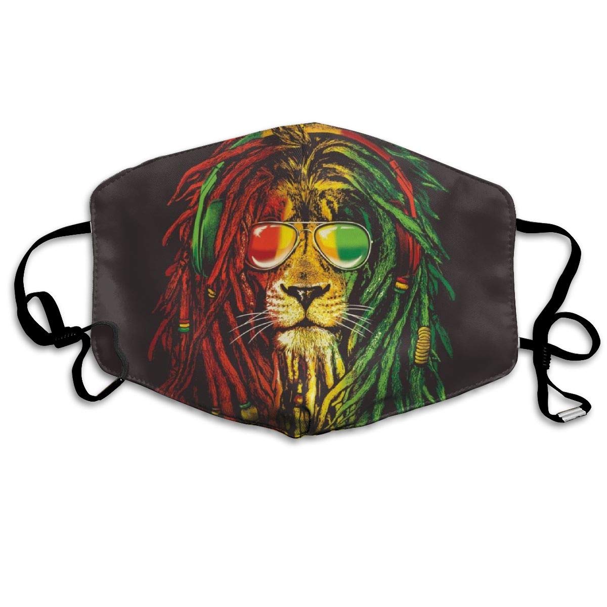 NiYoung Comfortable Face Mouth Cover for Men Women, Washeable Reusable Anti Dust Face M-A-SKS Cover with Ear Loops, Rasta Lion King with Sunglasses