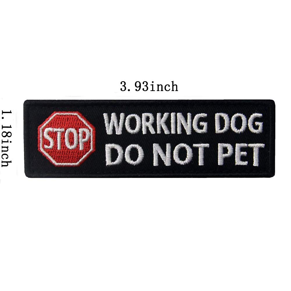 Service Dog Working Do Not Pet Tactical Military Badge Emblem Embroidered Patches Appliques with Fastener Hook and Loop Backing for Vests/Harnesses 3.93 x 1.18 Inch Bubble of 2PCS