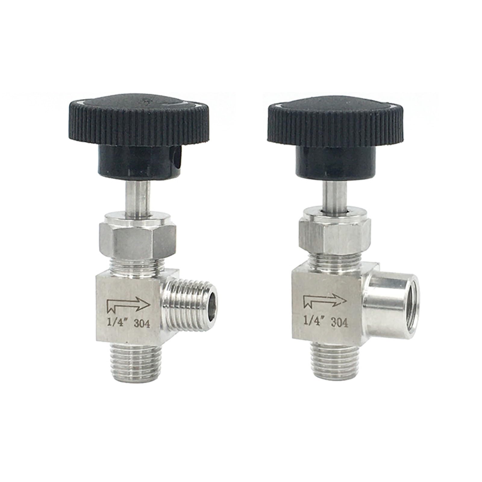 1/8" 1/4" 3/8" 1/2" Kolanko męskie żeńskie 90 stopni Kolanko zaworu iglicowego ze stali nierdzewnej 304 Kontrola przepływu wody, gazu, oleju(3/8"Male)