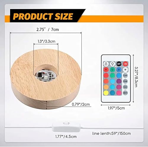 Miniatura 3 de Aura Lifestyle - Base de exhibición de luz LED de madera para torre de selenita, arte de cristal de cristal, soporte de base de exhibición de