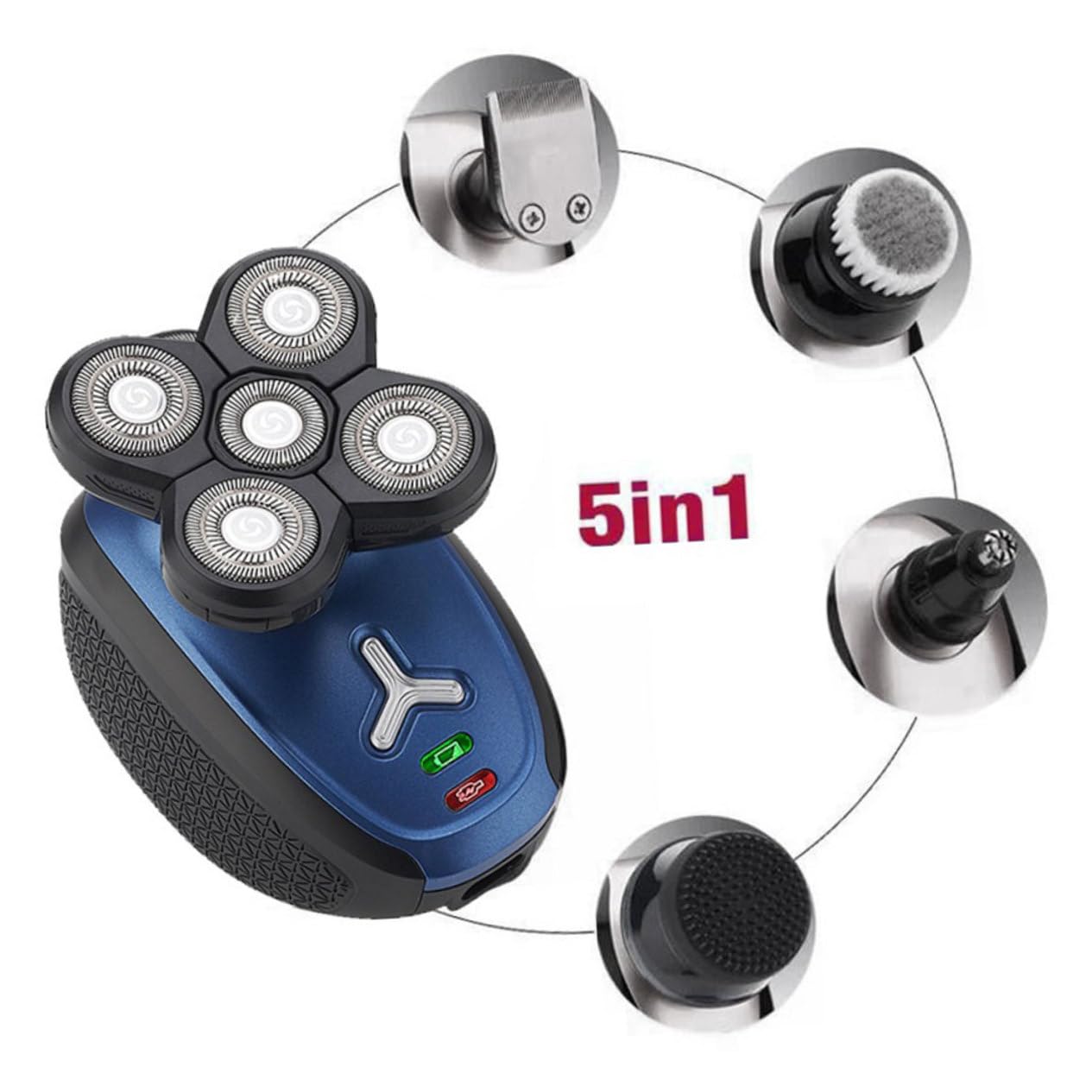 1 Set Rasoio Elettrico Ricaricabile Testine con Indicatore e Design per Lavaggio Diretto per Precisa