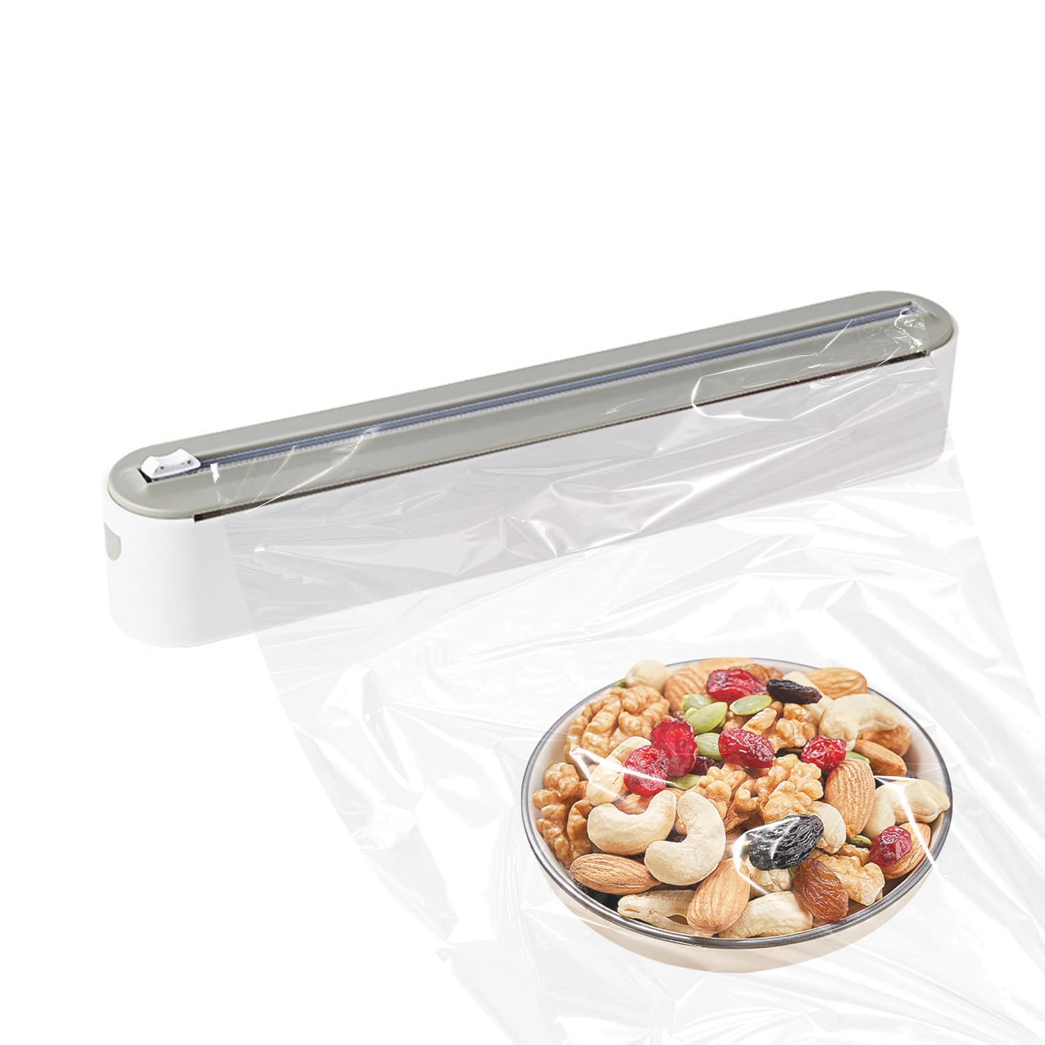 Magneétique Coupe Film Alimentaire - Élégant Gris Distributeur & Dérouleur Pour Papier Aluminium Et Film Alimentaire, Pratique Coupe Lisse Sans Perçage, Organisateur De Cuisine
