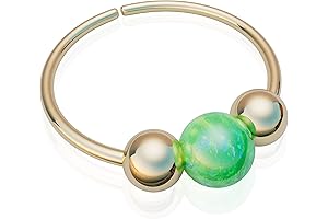Dazzling Green Opal Septum Ring: Adorn Your Radiance with 20G Gold Charm