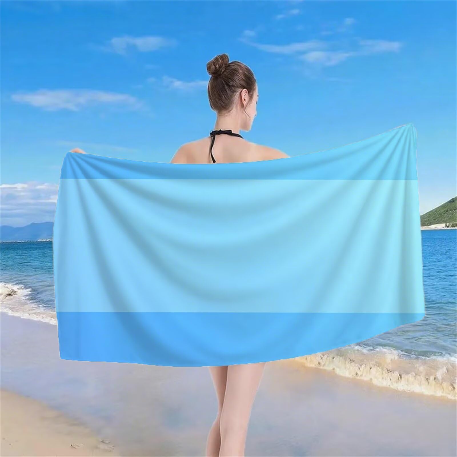Serviette de Plage XXL 90x180 cm Anti Sable et Séchage Rapide mikrofibra Drap de Plage Serviette de Bain Grande Taille Drap de Bain pour Homme Femme Voyages Natation Camping Pique Nique Bande S-41