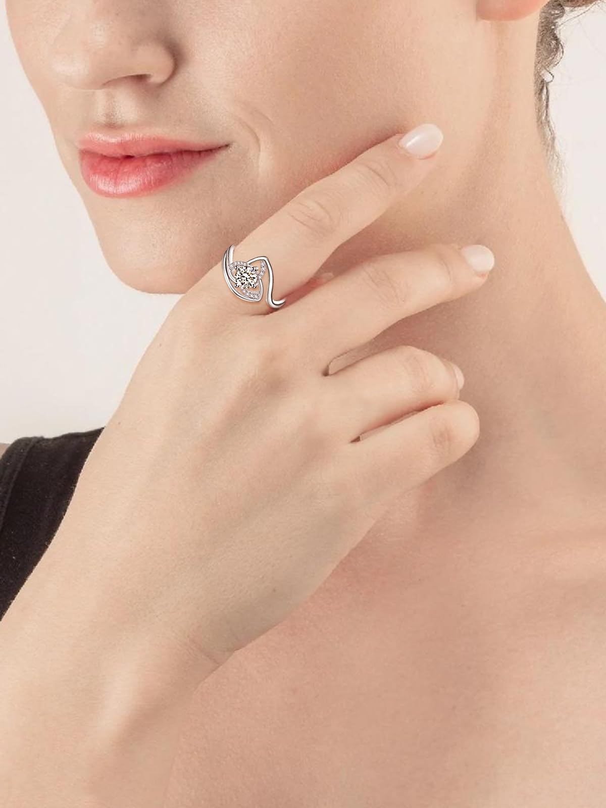 KINGWHYTE Keltischer Knoten Ring für Frauen 925 Sterling Silber Triquetra Trinity Ringe Cubic Zirkonia Versprechen Verlobungsring Keltischer Schmuck Hochzeitsgeschenke für ihre Frau Verlobte