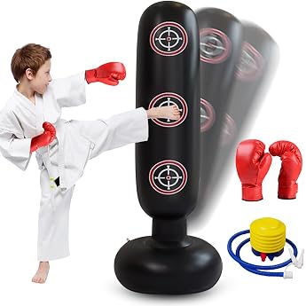 Children's Standing Punch Bag 160 cm Inflatable Punch Bag with Gloves