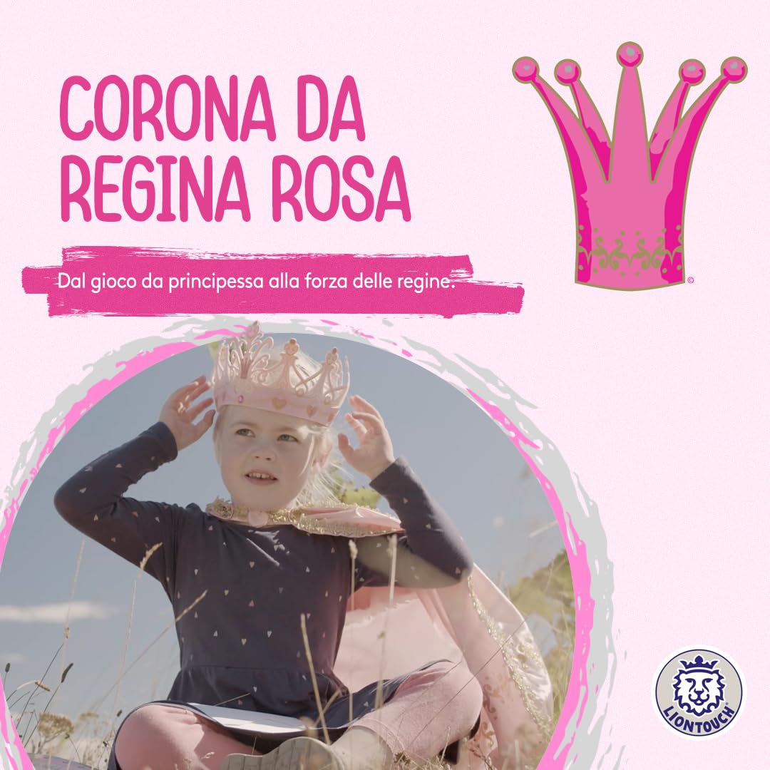 Liontouch - Corona da Regina Rosa per Ragazze | età 3-8 - Misura Regolabile | Accessorio per Giochi di Ruolo, Travestimenti, Costumi Regali, Abiti a Tema per Bimbe | Realizzata in Gommapiuma Durevole
