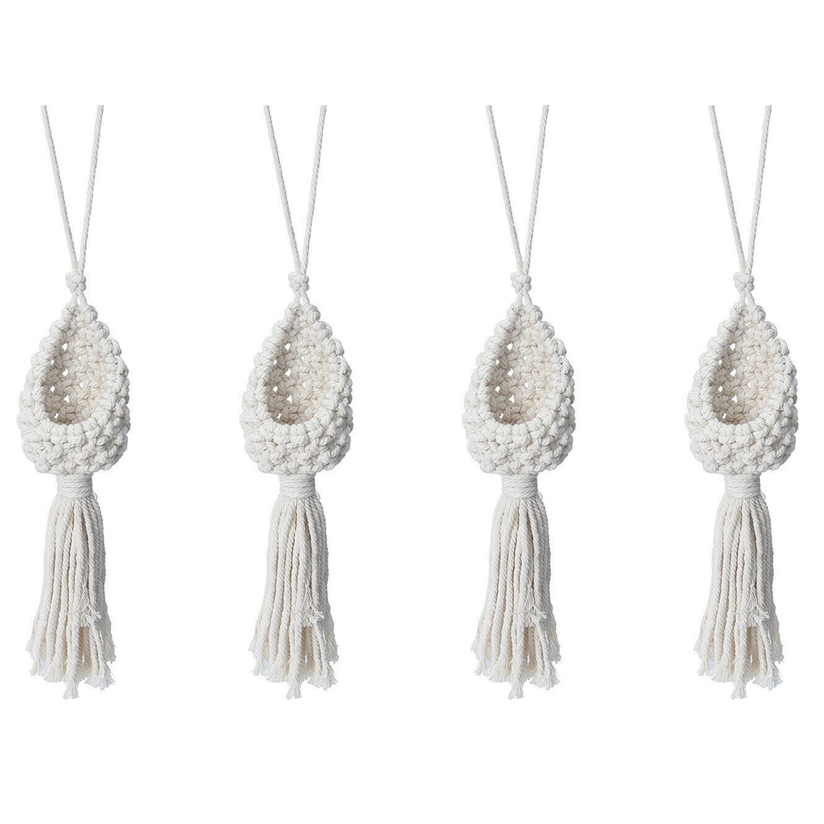 Hndhbfgrt 4X Boho Macrame Air Plant Hanger Tillandsia Hanging Basket Rope Holder Flower Home Decor (13CM)