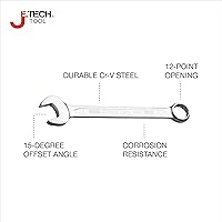Vista 2 de Jetech Llave combinada de 1 pulgada - Llave ajustable de grado industrial con diseño de 12 puntas, desviación de 15 grados, fabricada con acero