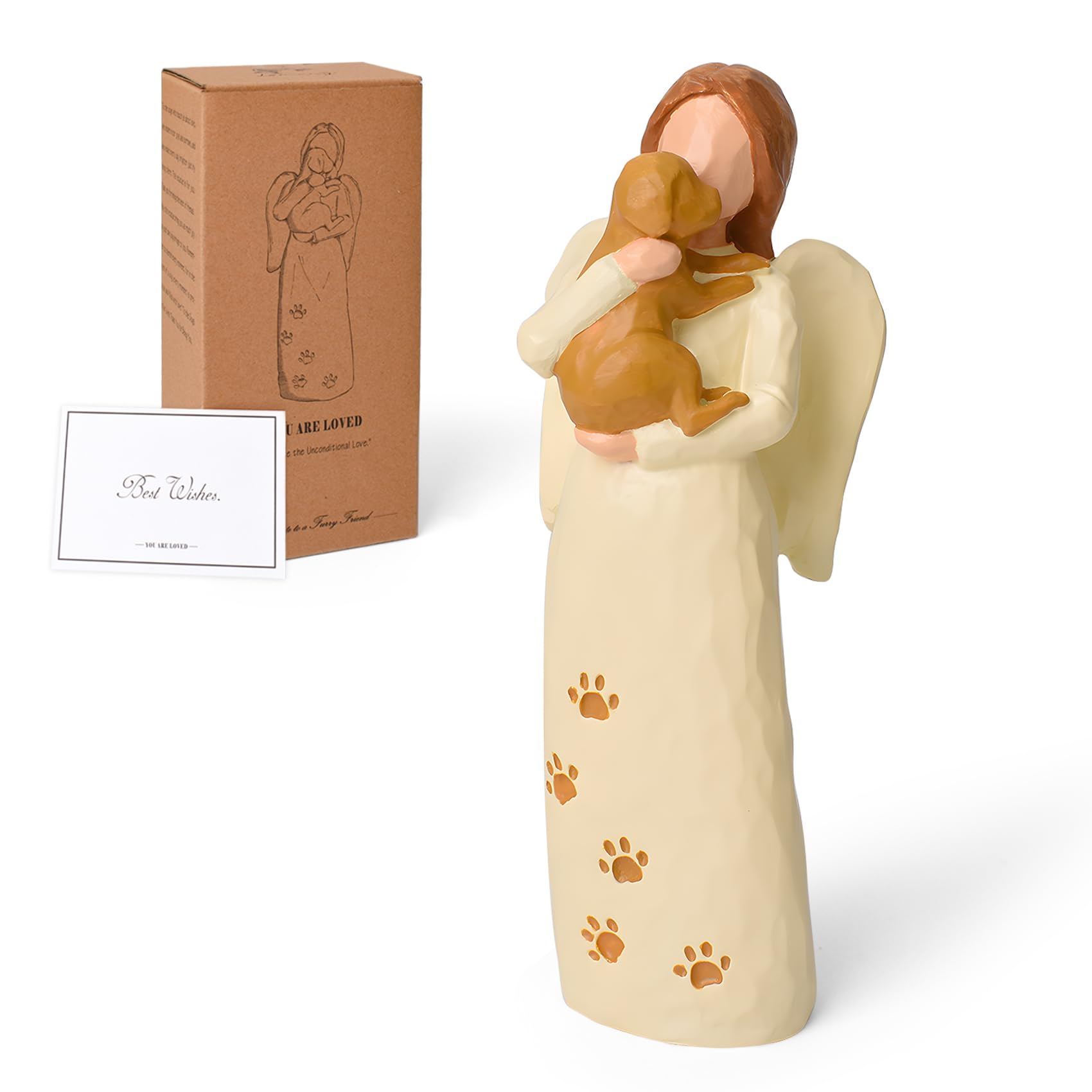 Cuayaes Dog Memorial Gifts for Loss of Dog Sympathy Gift, Hand-Painted Resin Angel Figurines Pet Bereavement Dogs Passing Away Remembrance Grief Gifts for Women