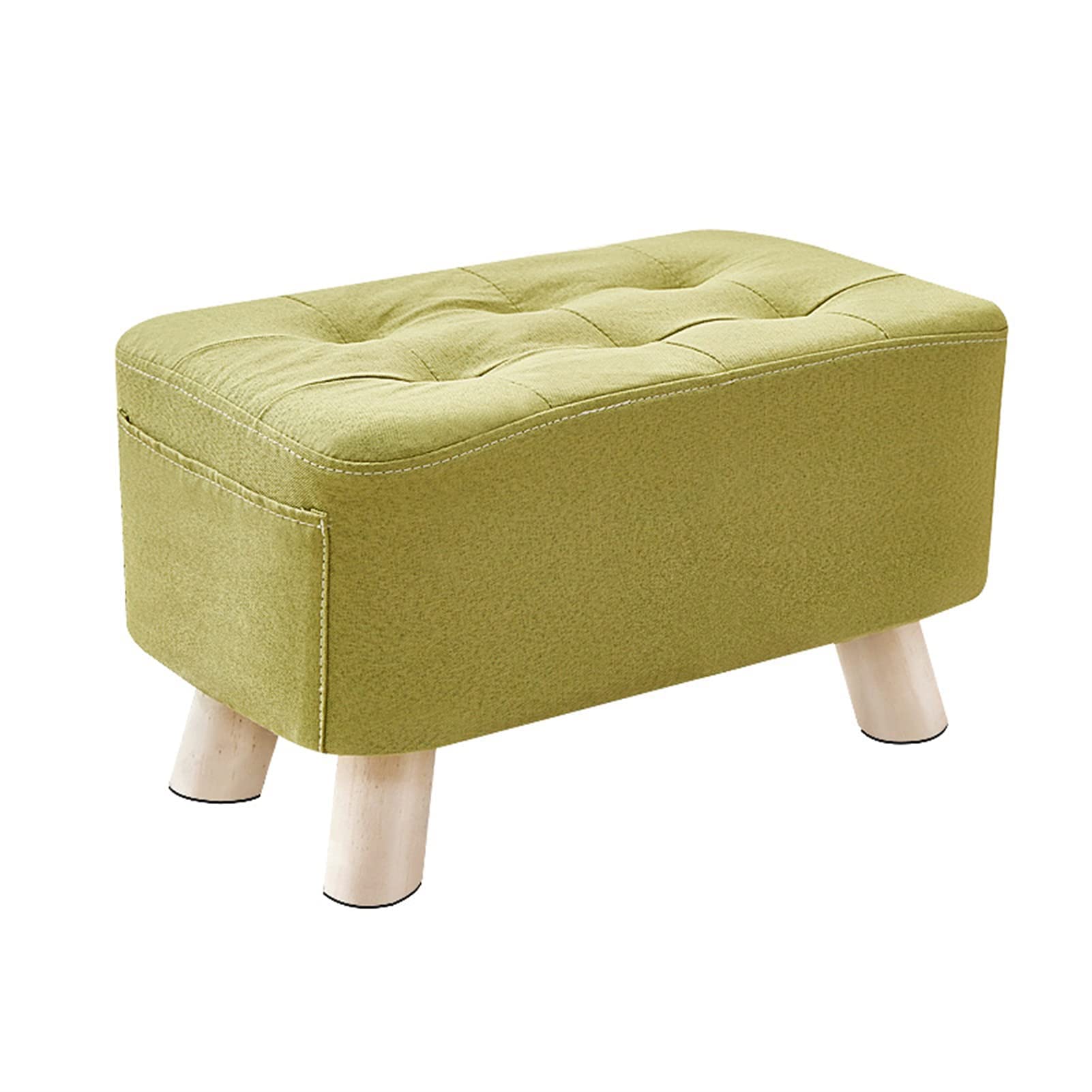 Repose-pieds en tissu vert herbe tabouret de salon et couloir