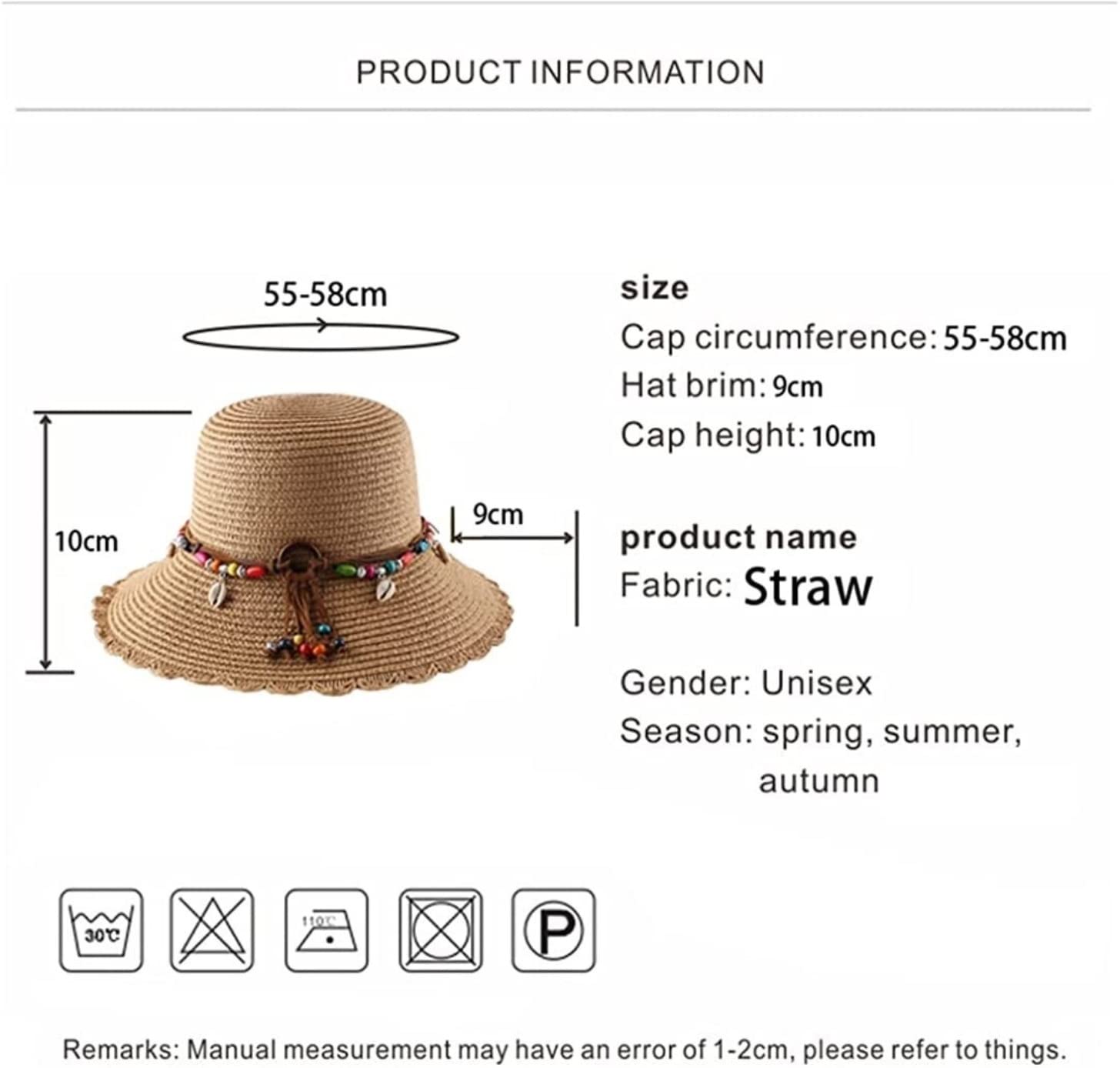 Casquette Visiere Femme, Summer Chapeau De Soleil pour Femmes Paille Pliable Vacances D'été Plage Décontractées Pliable, Chapeau de Plage