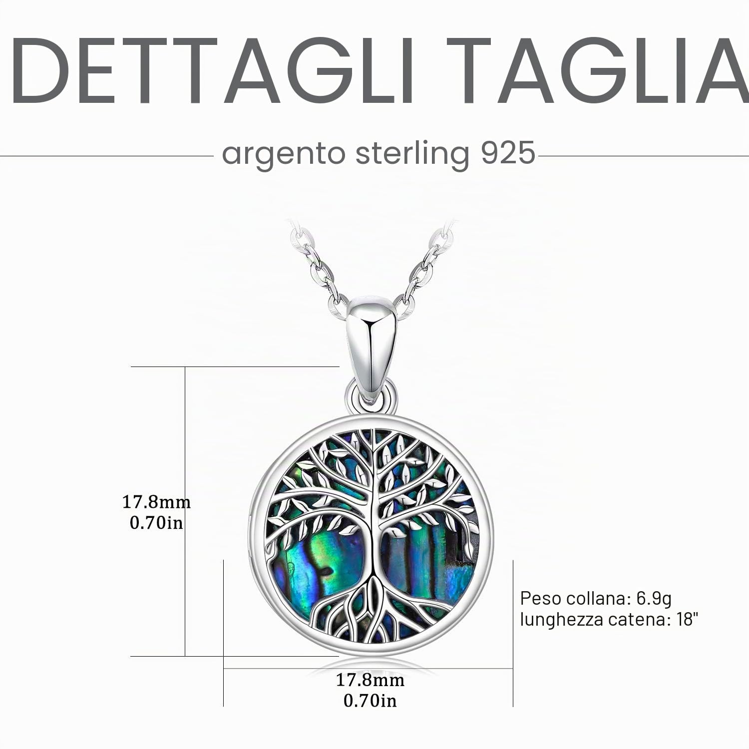 Medaglione albero della vita Medaglione a cuore per donna Ciondolo conchiglia di abalone Medaglione con 2 foto Collana per donna Collana con nodo celtico Fiore della vita