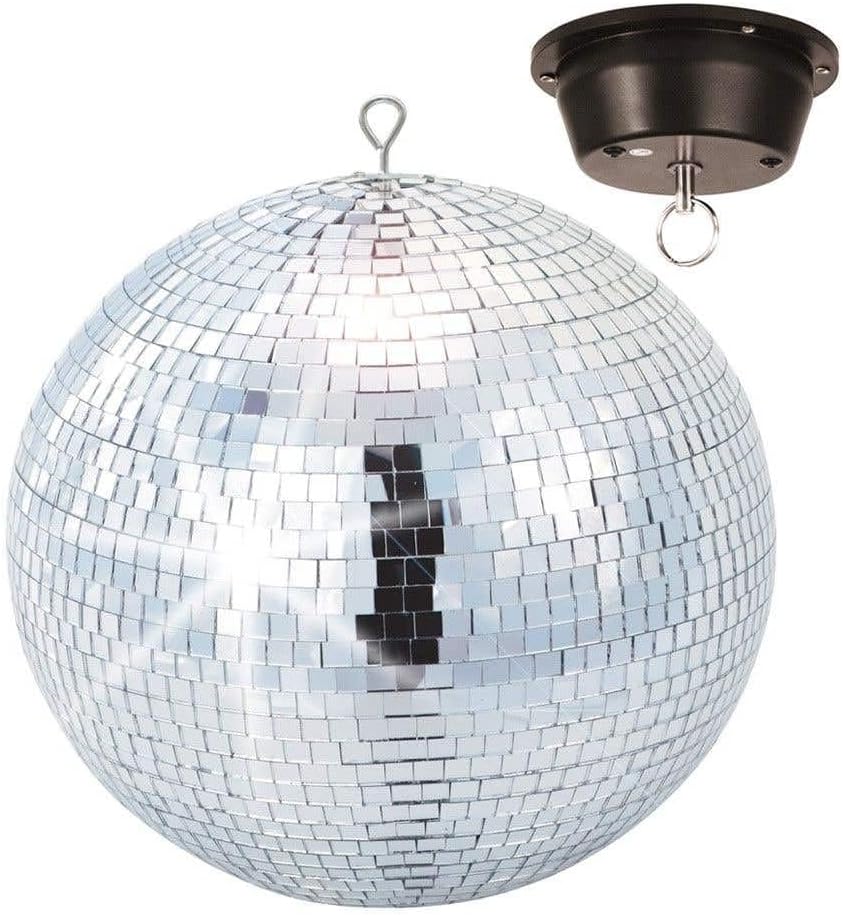 Beamz Fuzzix 30cm Mirror Ball with Motor, Lightweight Hanging Glitter Disco Ball for Parties, Events, Nightclubs, Stunning Reflective Light Effects, 12-Inch Glass Design