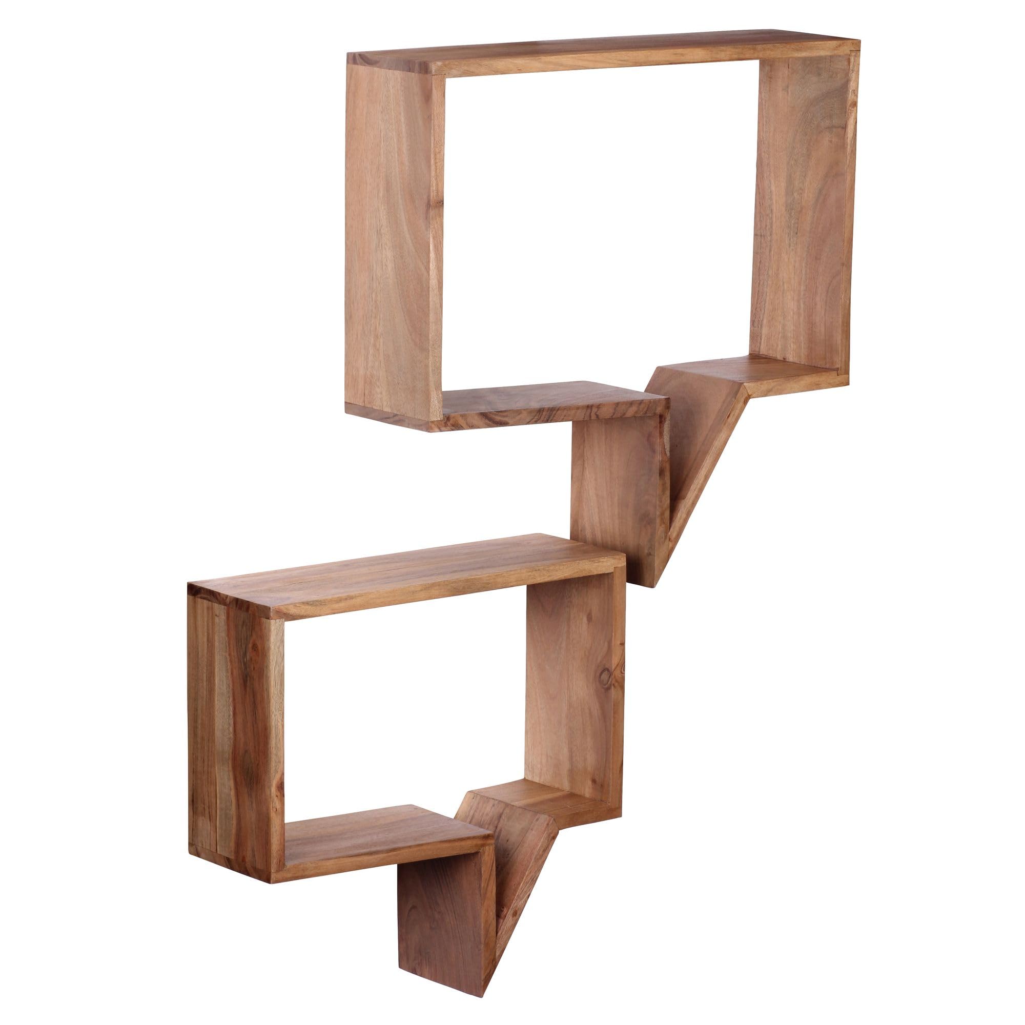 FineBuy 2 étagères Murales Bois Massif Acacia étagère