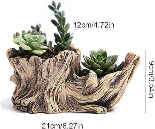 Miniatura 2 de HBSGS Macetas de madera flotante para troncos de hormigón tocón de madera flotante creativa macetas de jardinería vintage macetas de hormigón maceta