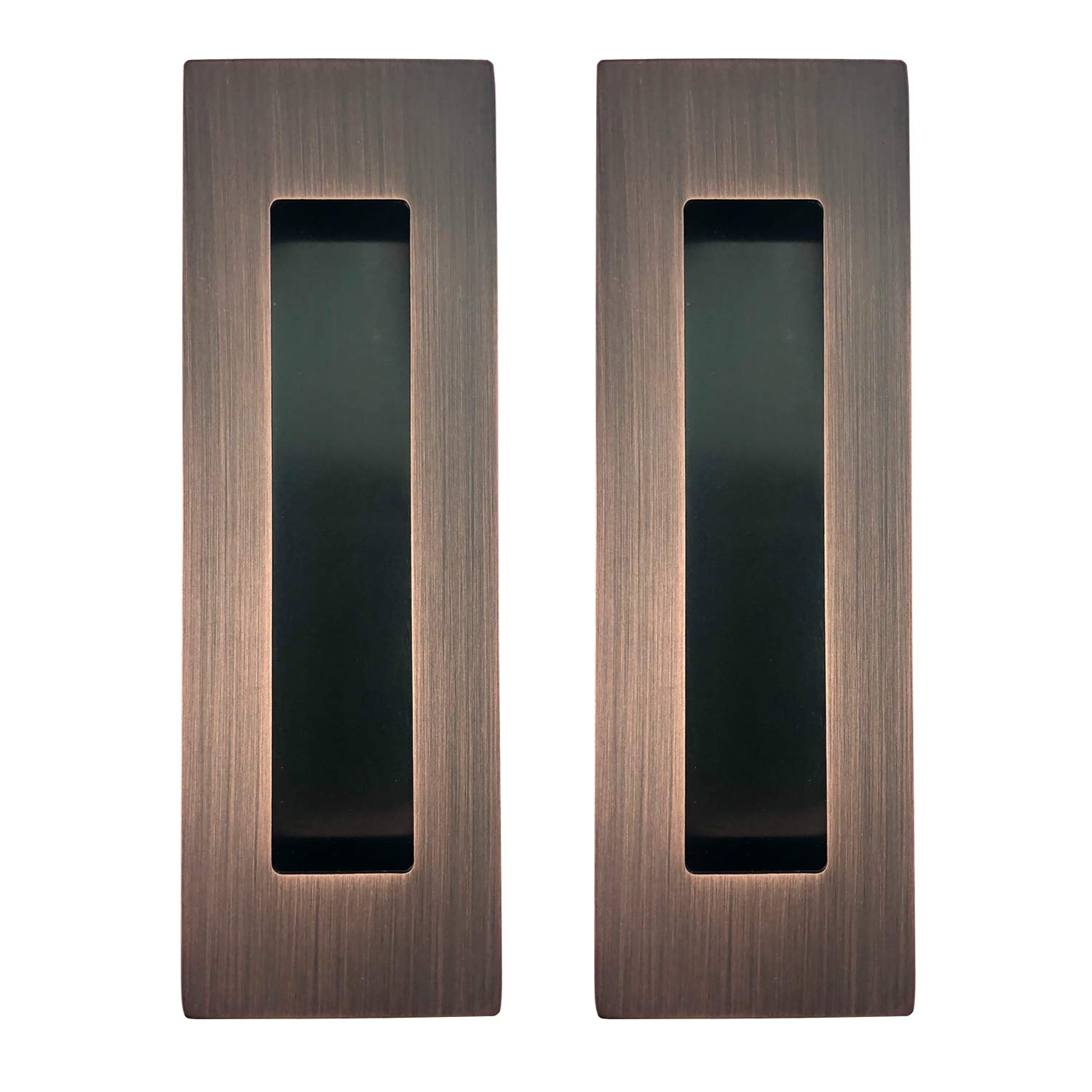 Flush Pull Barn Door Handle (2 Pack) 6" Oil Rubbed Bronze | No Sharp Edge | Screws Included