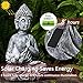Yiosax Solar Buddha Statue - Outdoor Zen Sculpture With Flickering LED Lotus Light - Waterproof Garden Decor Gift - 11.81 Inch