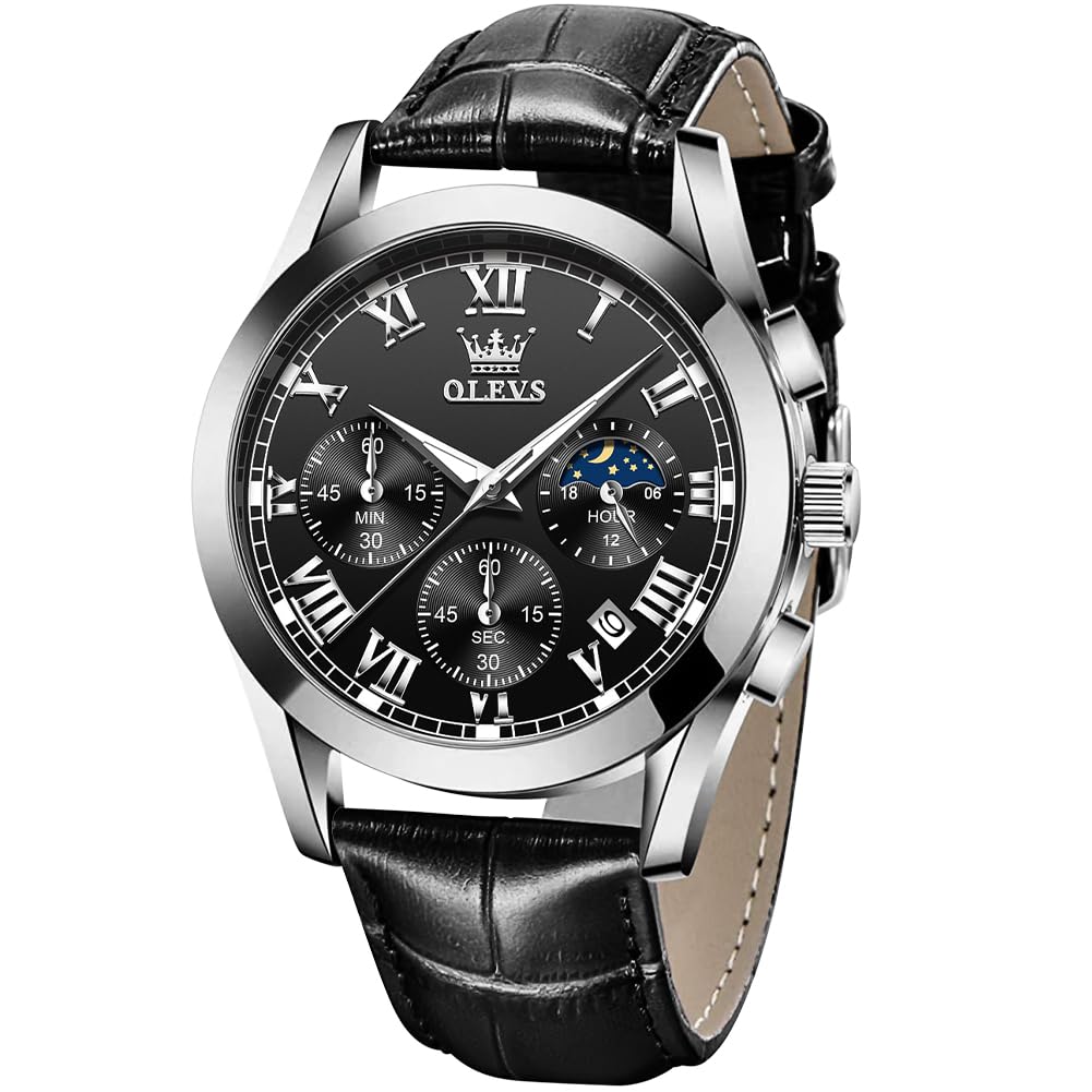 OLEVSWatches for Men Brown Leather Gold Case Analog Quartz Fashion Business Dress Watch Day Date Luminous Waterproof Casual Male Wrist Watches