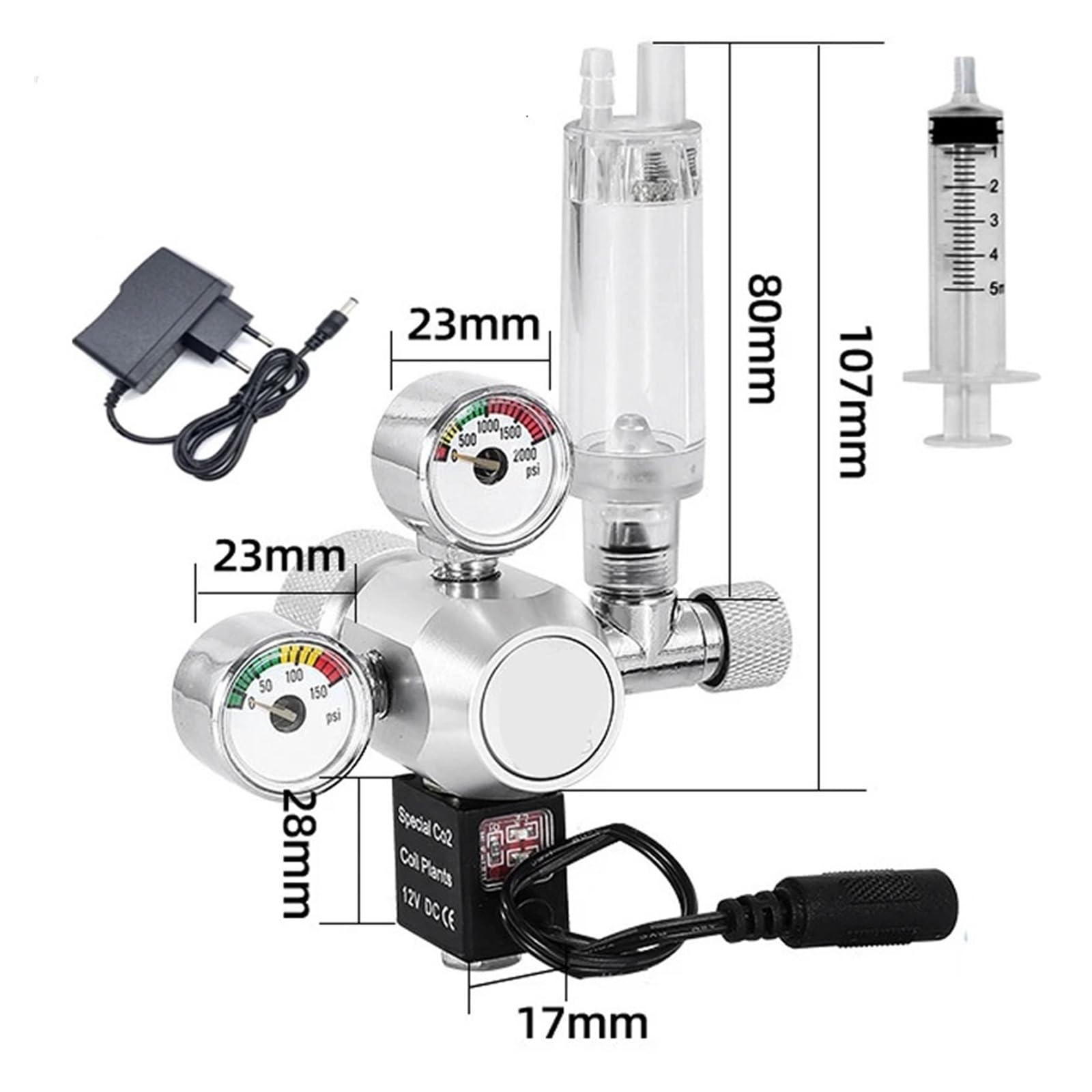 Regulador de válvula Reductora co2 for pecera, medidor Burbujas, Control Cilindro Gas for Acuario(TR21)
