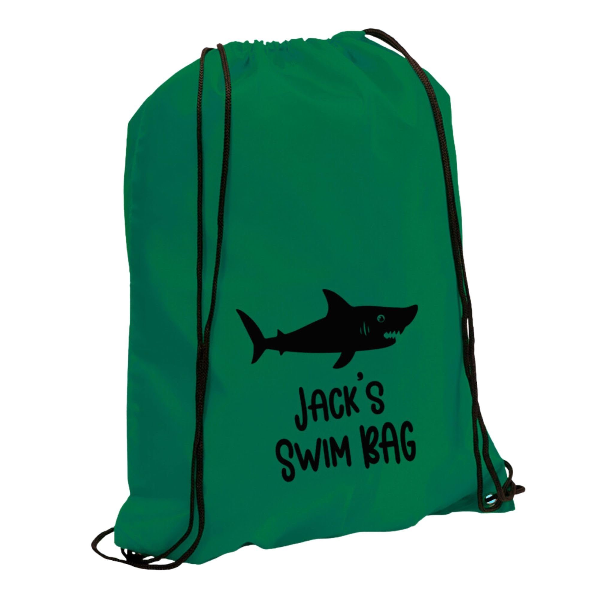 eBuyGB Personalised Swim Bag, Kids Unisex Aquatic Drawstring Bag, Swimming Bag for Girls Boys, Dolphin Turtle Shark Starfish Whale Bag (Green)