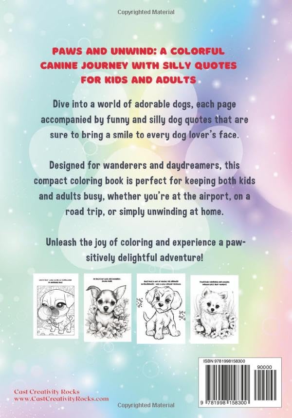 Cute Dog Coloring Book with Heartwarming Quotes for Kids and Adults: 7x10 Portable Activity Book—Perfect Gift for Dog Lovers of All Ages: Best for Stress Relief, Relaxation image 3