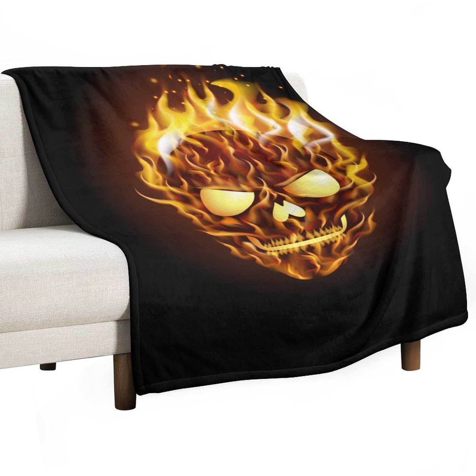 MHYRAC Flannel Blanket, Skull with Flame Throw Blanket for Couch Sofa Bed Office, Soft And Comfortable Without Pilling