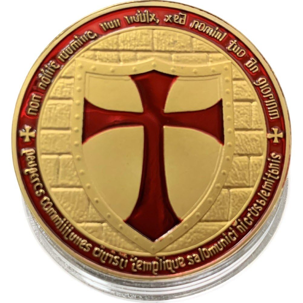 Baokuan Knight Templar Coins Cross Religious Coin Pocket Prayer Token Jesus Coins for Woman Man Challenge Token
