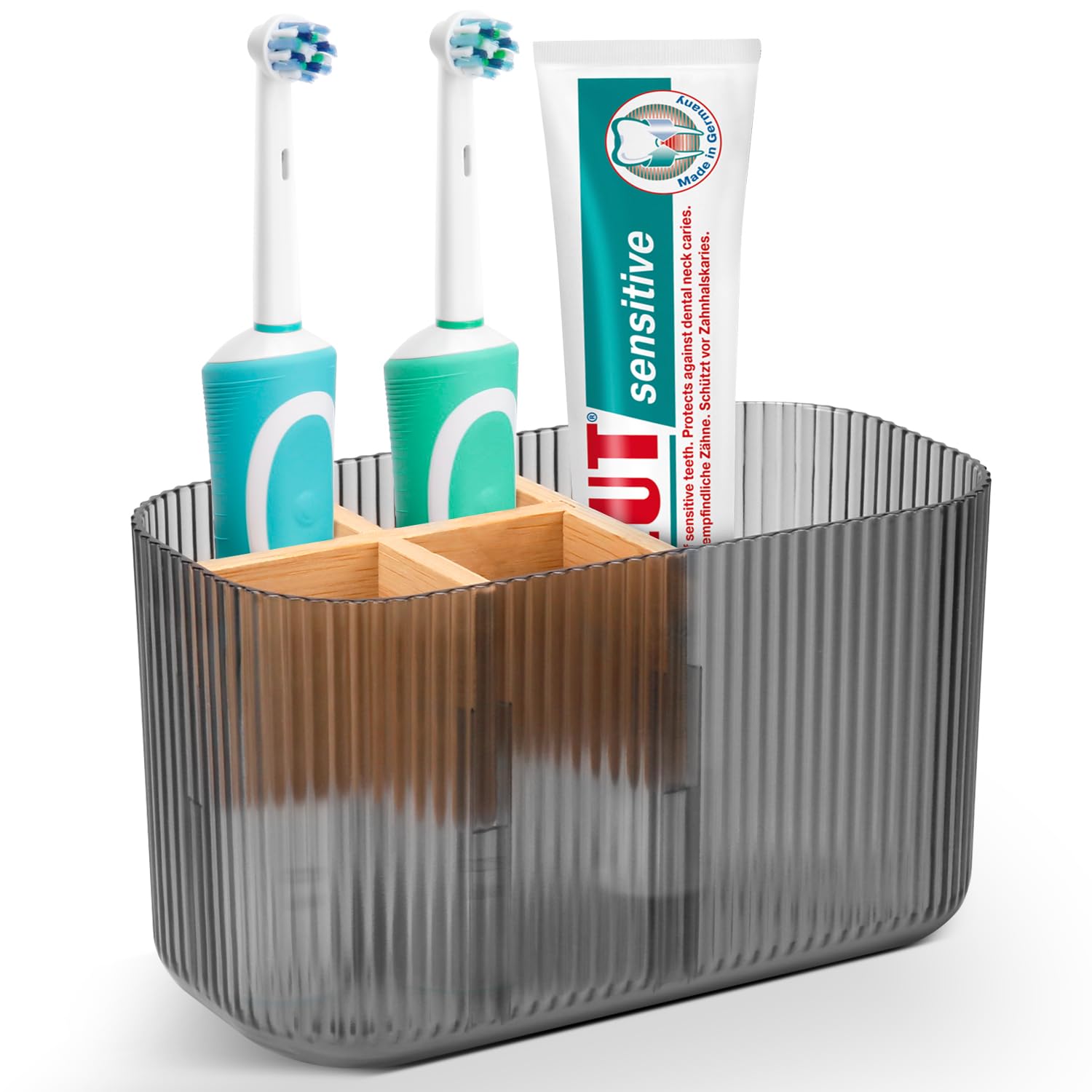 CHONLY 5 Slots Toothbrush Holder, Bamboo Electric Toothbrush Holder