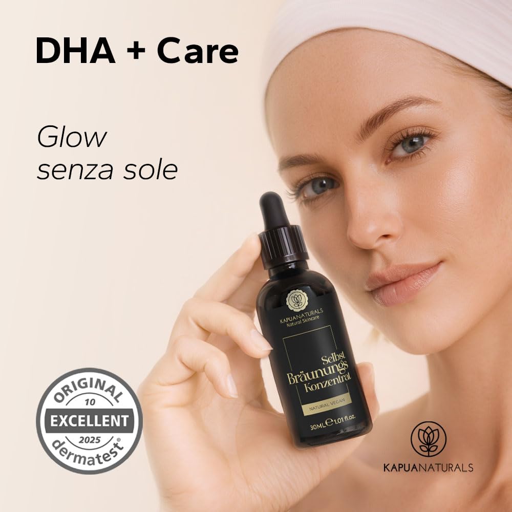 Tanning Drops • Gocce autoabbronzanti viso • 30ml sistema TAN&CARE per un colorito uniforme e naturale • gocce miscelabili • con la tua crema • pH calibrato • booster peptidico • Prodotto in Germania