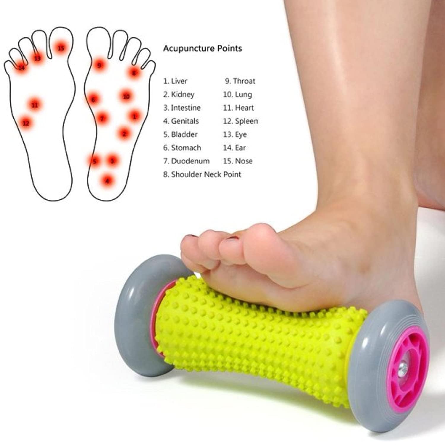VIRADHAM Foot Massage Roller – Ergonomic Pain Relief Tool for Feet, Back, Sciatica, Knees, Plantar Fasciitis – Compact Massager for Deep Tissue Therapy – Relaxation at Home or Office – Green 2