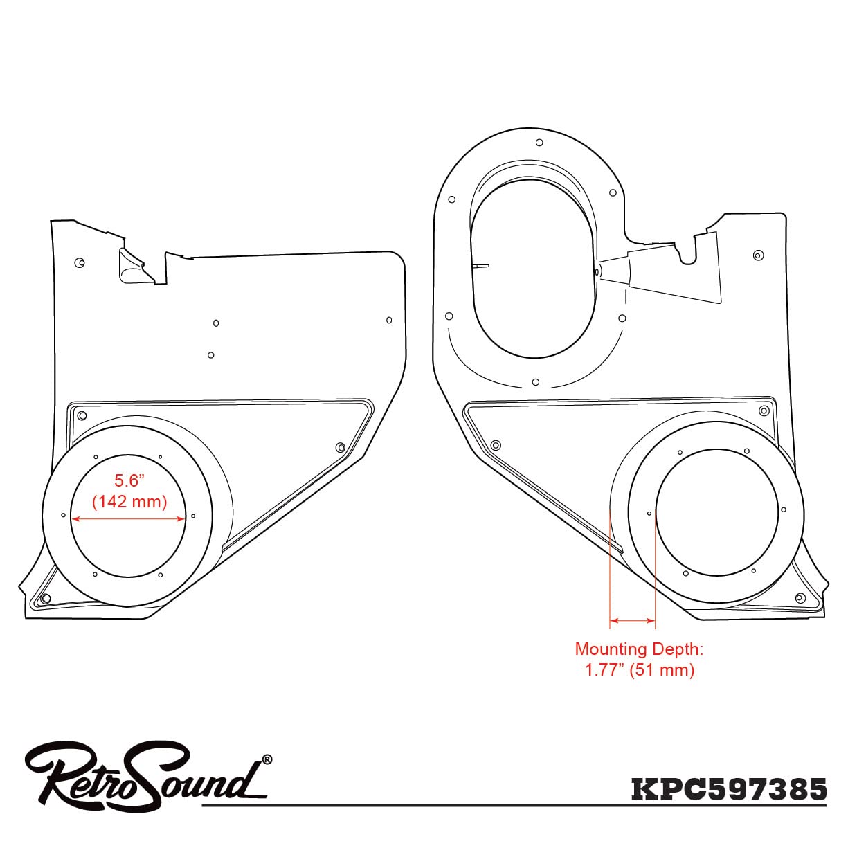 Retro Manufacturing Kick Panels with Deluxe Speakers and Sound Dampening KPC597385-652-M