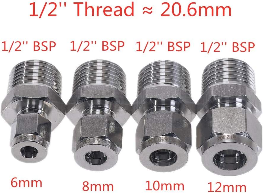 1pc Steel Straight Conversion Fittings Pipe Fitting Tube OD10mm-1/2" BSP Male Thread