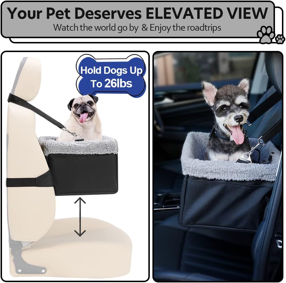 NOVOLAB Puppy Car Seat Upgrade Deluxe Portable Pet Dog Booster Car Seat with Clip-On Safety Leash,Perfect for Small Pets up to 26lbs : Pet Supplies