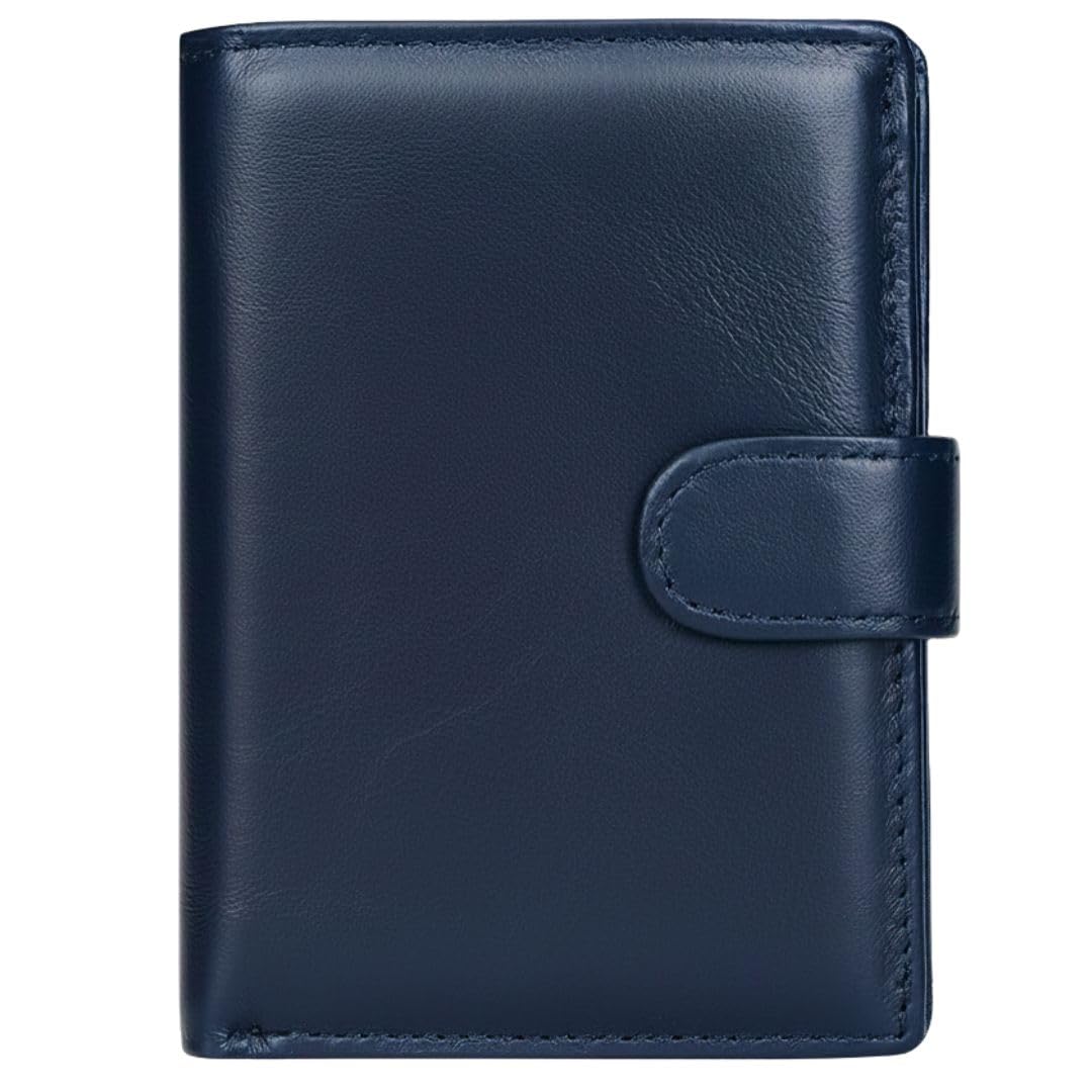 Genuine Leather Trifold Wallet Card Holder for Men – Navy Blue | 20 Pockets : Card Slots | ID Window| Coin Pocket | Cash Pockets | Zip Closure (Navy Blue)-image-41
