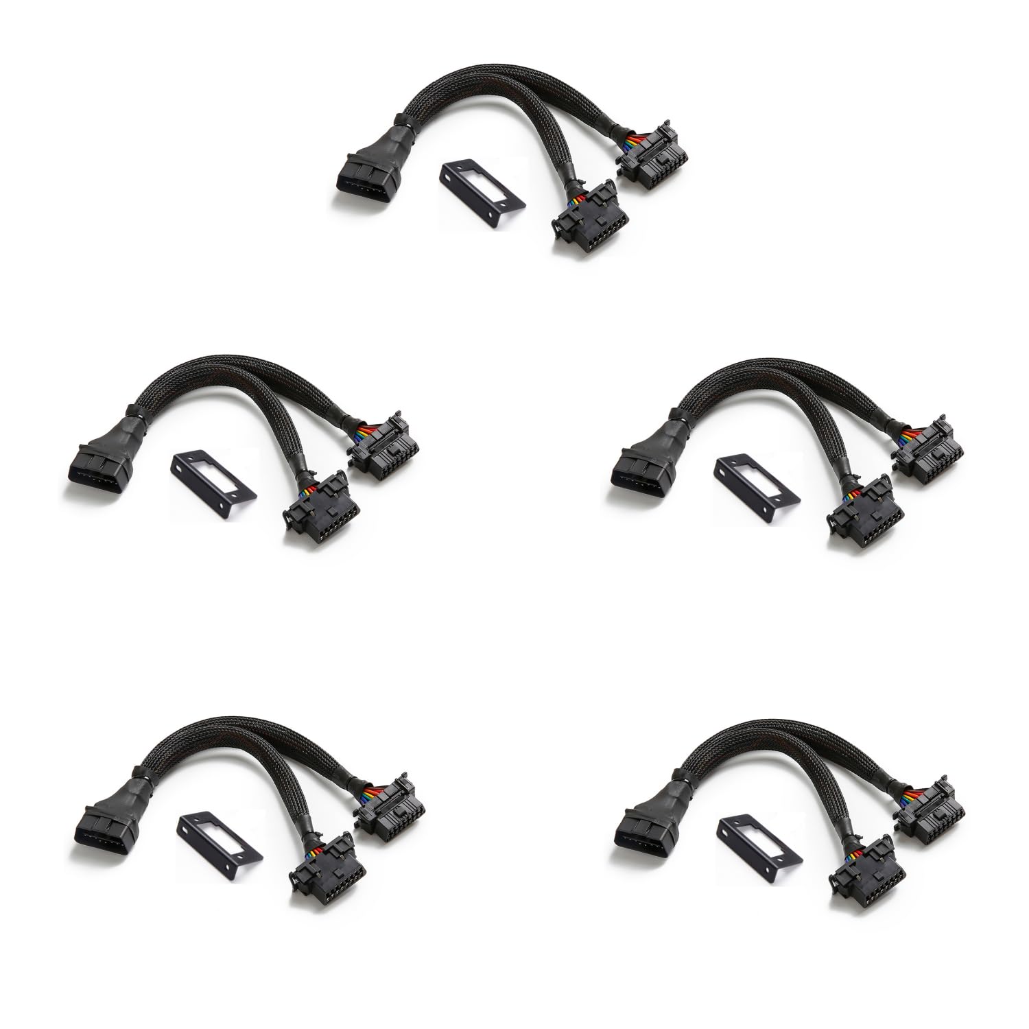 bbfly-B6 OBD II OBD2 16 Pin Splitter Extension 1x Male and 2X Female Extension Cable Adapter (1FT/30CM) (5 Pack)