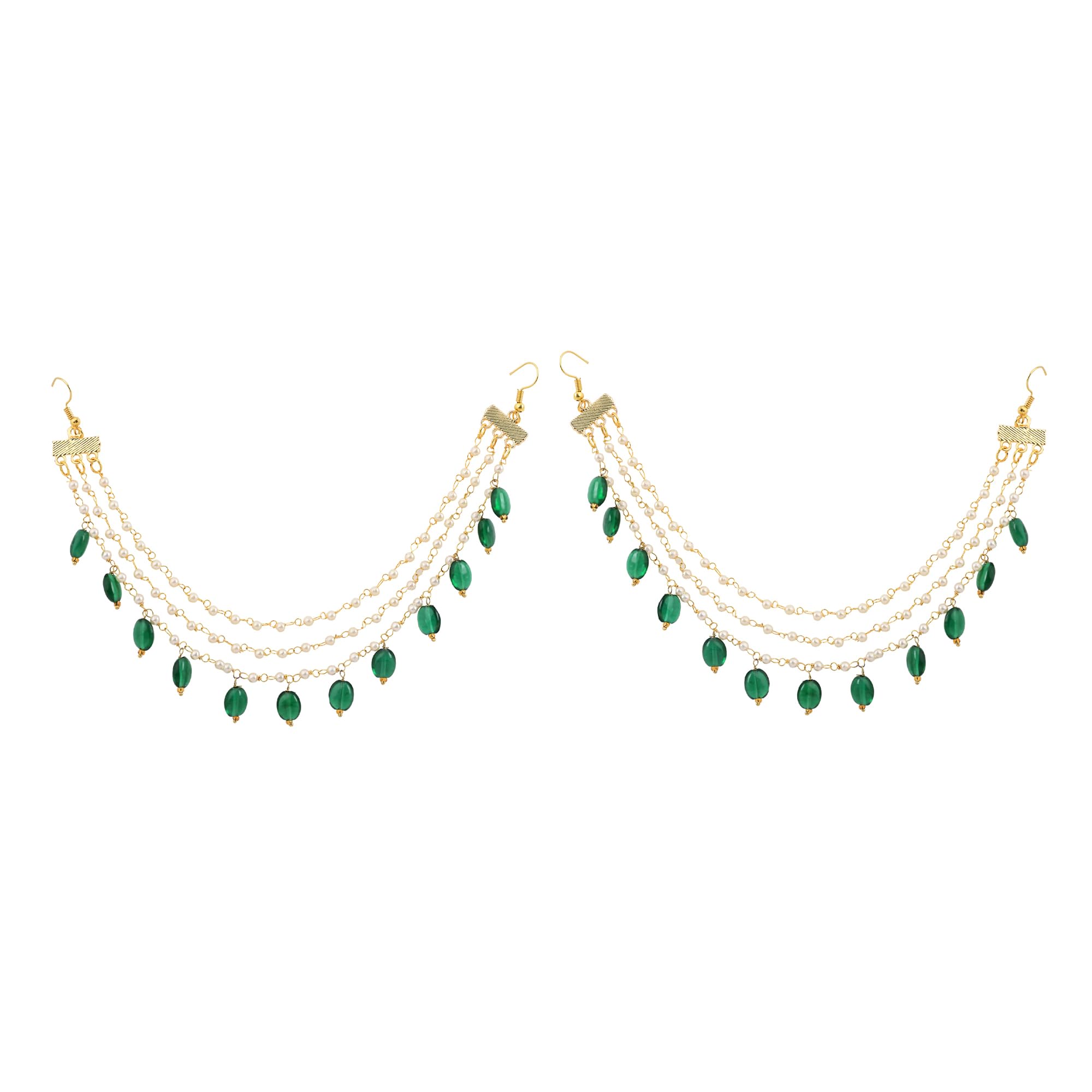 Jewellity Green Beads and White Pearls Ear chains(Pair), Earrings Supporter, Kaan chains, Hair chain, Hair Accessory For Women/Girls EC-202 (B0D7W2WV1Q) Amazon Price History, Amazon Price Tracker