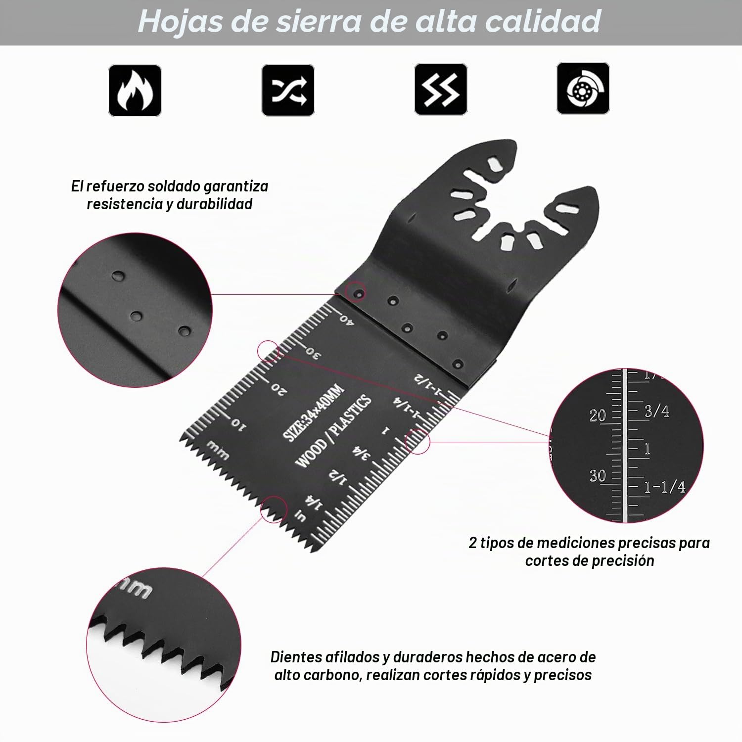 Juego de Hojas de Sierra Oscilantes Cuchillas para Herramientas Oscilantes 53PCS Cuchillas Oscilantes Multiherramienta de Corte Acero Sierra para Madera y Plástico Liberación Rápida con 3 Adaptadores
