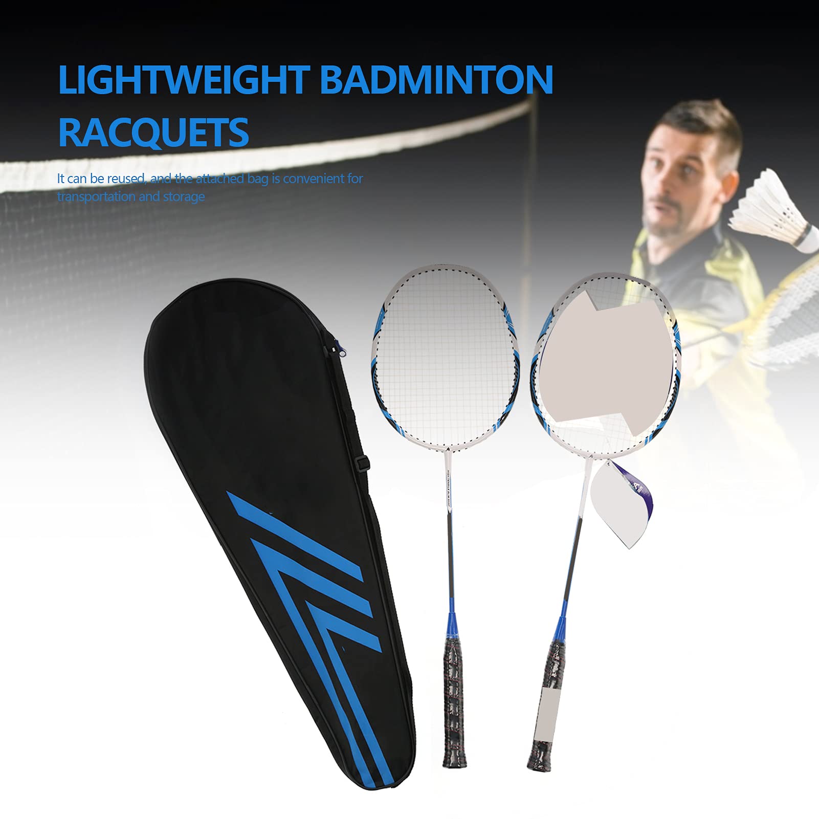 Qqmora Set di Racchette da Badminton Leggere in Fibra di Carbonio per Adulti e Adolescenti, Gioco per 2 Giocatori con Borsa per il Trasporto