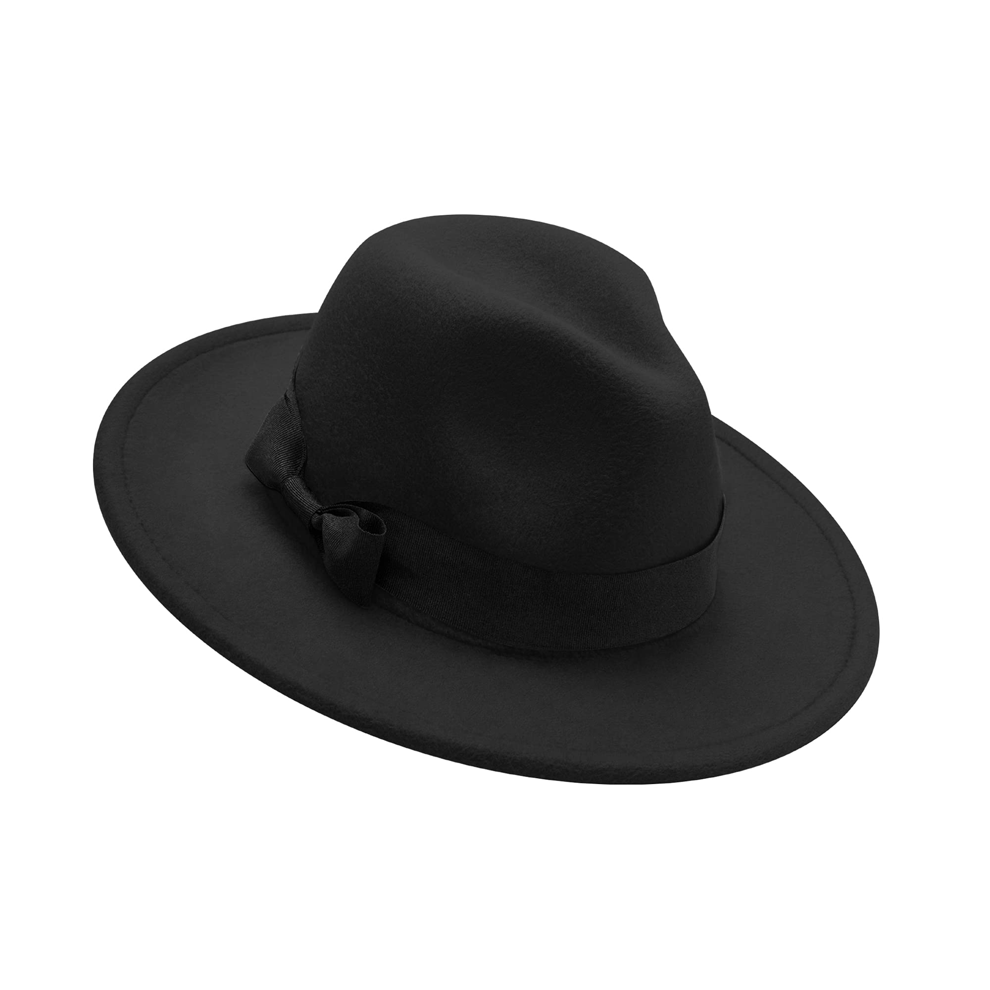 Kids Classic Wide Brim Fedora Hat Children Boys and Girls Felt Hat with Bowknot/Belt Buckle