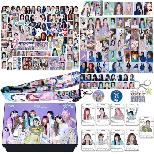 KPOPBTS TWICE THIS IS FOR Album Gift Box Merch 55 PCS Photocards Lanyard Tape Sticker KPOP Gift Merch for Once Fans