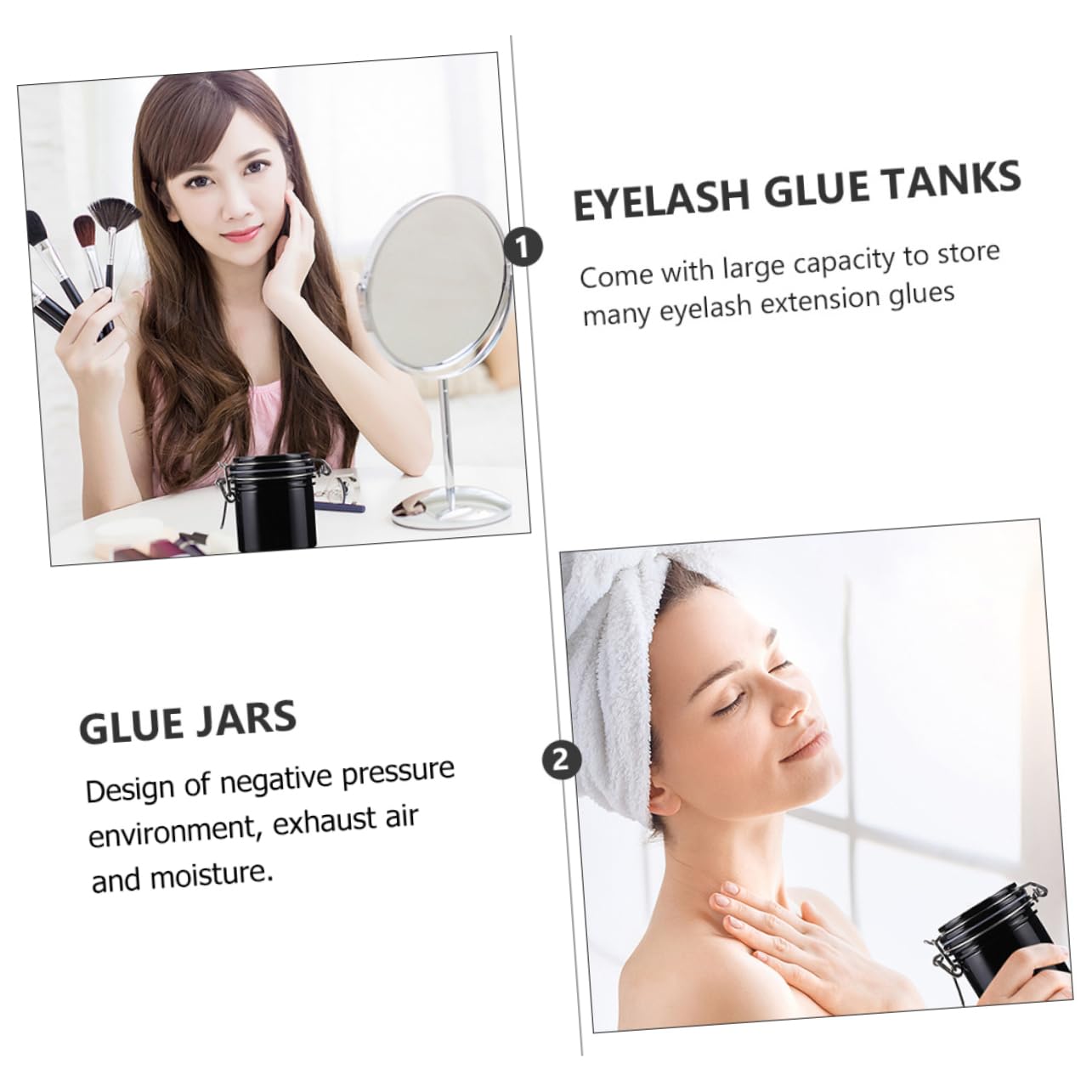 FOMIYES Lash Liner Glue Storage Boxes 2 Pack Activate Carbon False Eyelash Glue Containers