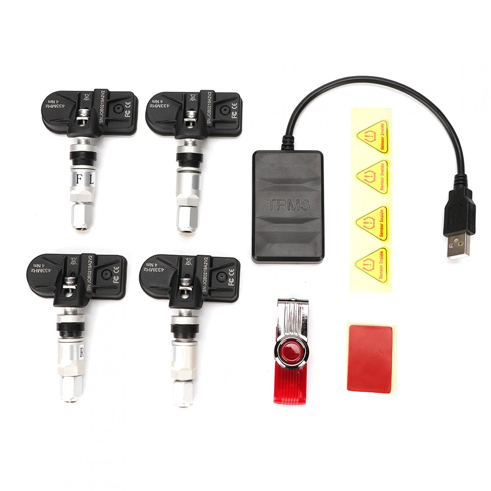 Alarma de presión de neumáticos, sistema de monitorización de presión de neumáticos de coche automático USB TPMS con sensor interno para navegación Android