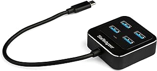 StarTech.com 4-Port USB C Hub - USB-C to 4X USB-A Ports - SuperSpeed 10Gbps USB 3.1/3.2 Gen 2 Type-C Hub - USB Bus Powered - Portable/Compact USB-C to USB Adapter Hub for Laptop - Aluminum (HB31C4AB)
