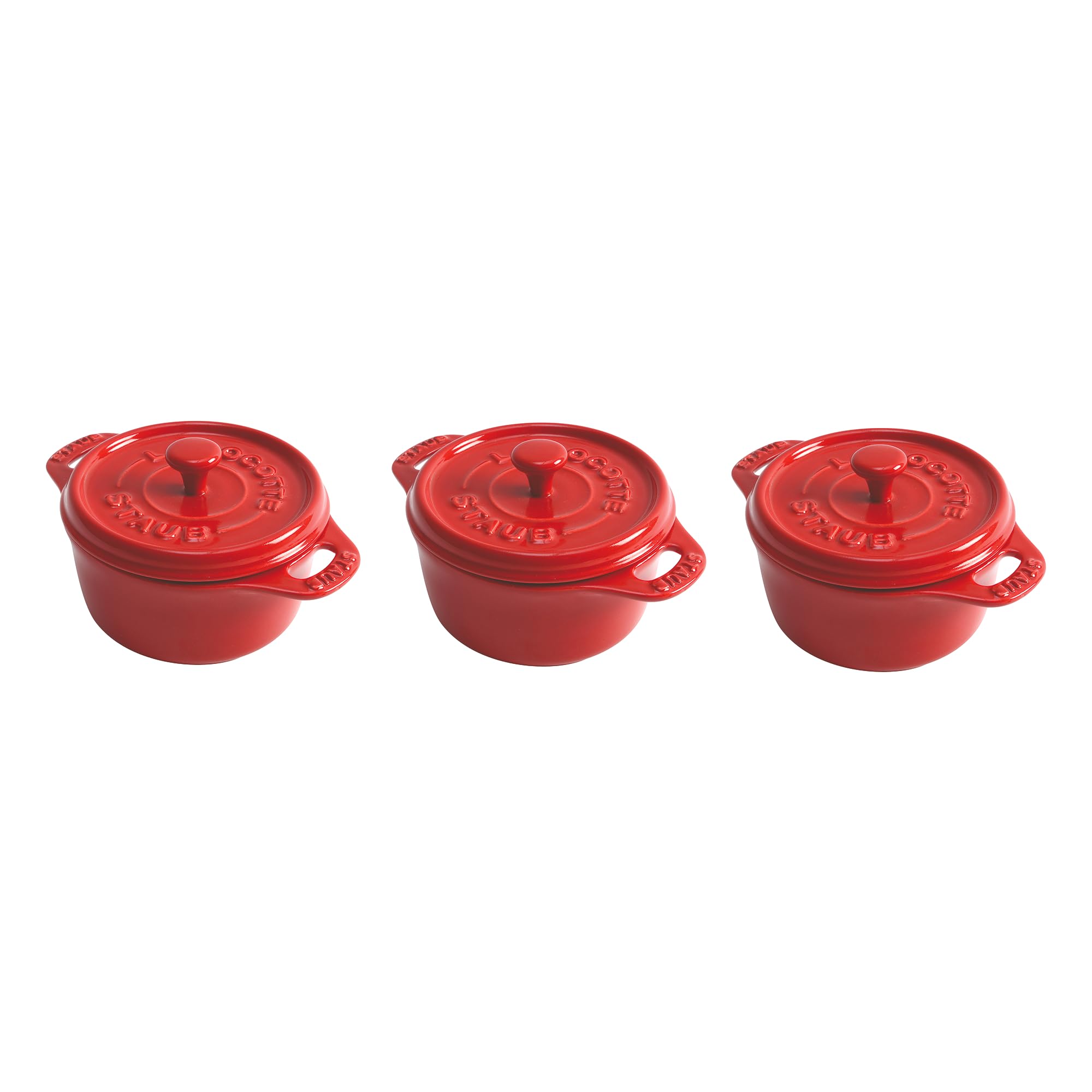 Amazon.com: Staub Ceramic 3-pc Mini Round Cocotte Set - Cherry